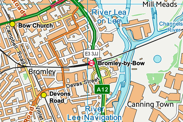 E3 3JJ map - OS VectorMap District (Ordnance Survey)