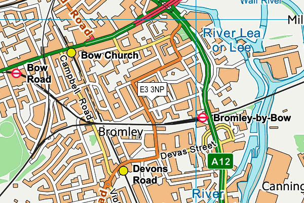 E3 3NP map - OS VectorMap District (Ordnance Survey)