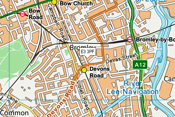 E3 3PF map - OS VectorMap District (Ordnance Survey)