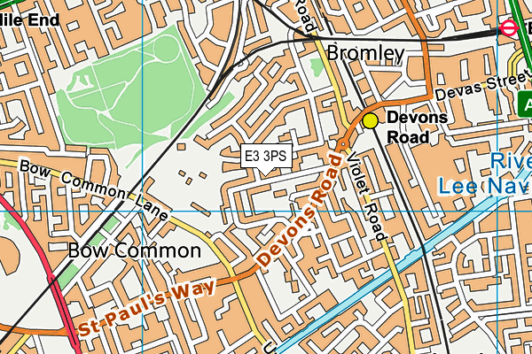 E3 3PS map - OS VectorMap District (Ordnance Survey)