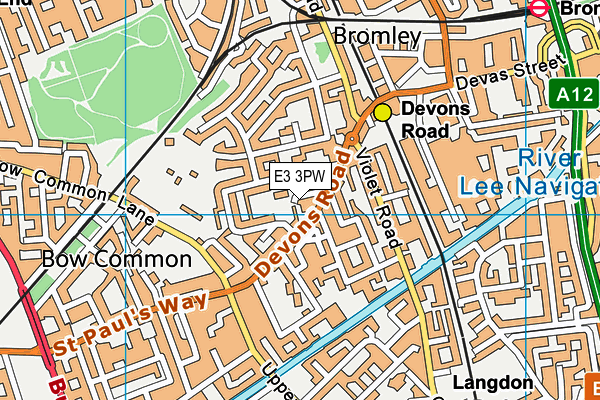 E3 3PW map - OS VectorMap District (Ordnance Survey)
