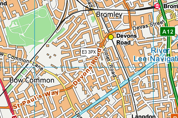E3 3PX map - OS VectorMap District (Ordnance Survey)