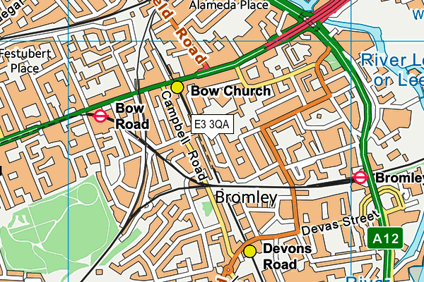 E3 3QA map - OS VectorMap District (Ordnance Survey)