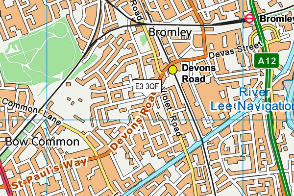 E3 3QF map - OS VectorMap District (Ordnance Survey)