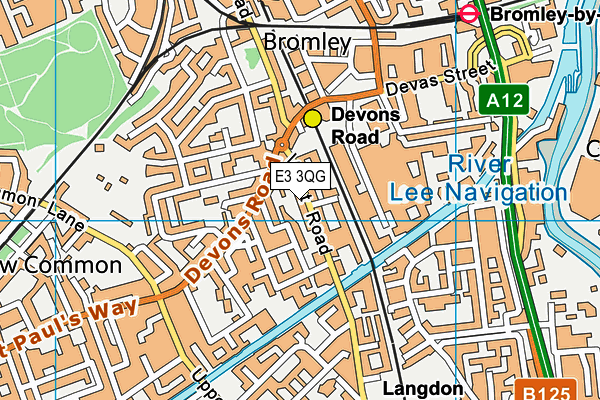 E3 3QG map - OS VectorMap District (Ordnance Survey)