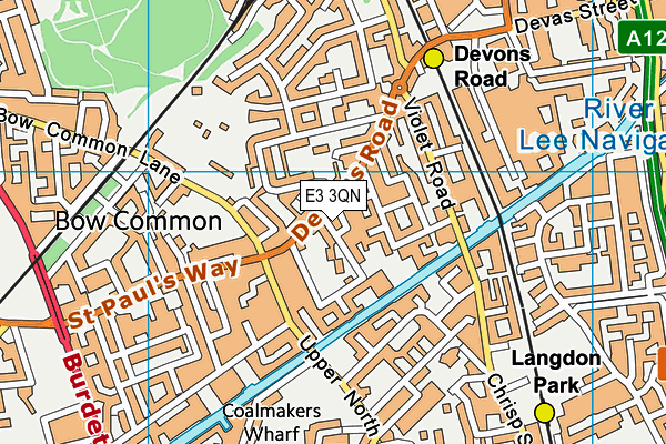 E3 3QN map - OS VectorMap District (Ordnance Survey)