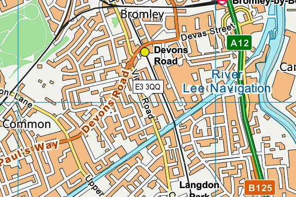 E3 3QQ map - OS VectorMap District (Ordnance Survey)