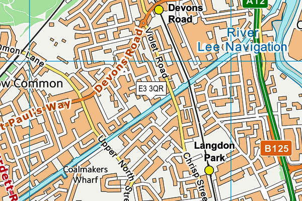 E3 3QR map - OS VectorMap District (Ordnance Survey)