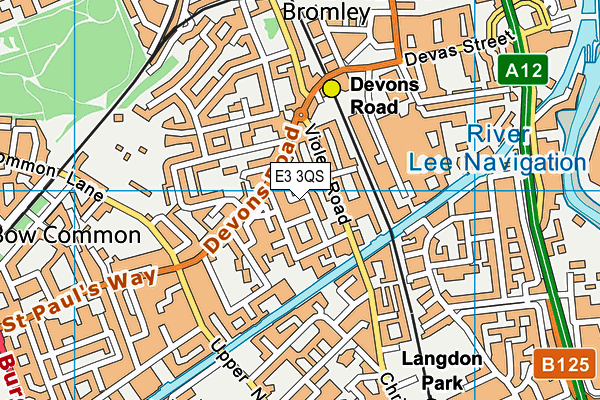 E3 3QS map - OS VectorMap District (Ordnance Survey)