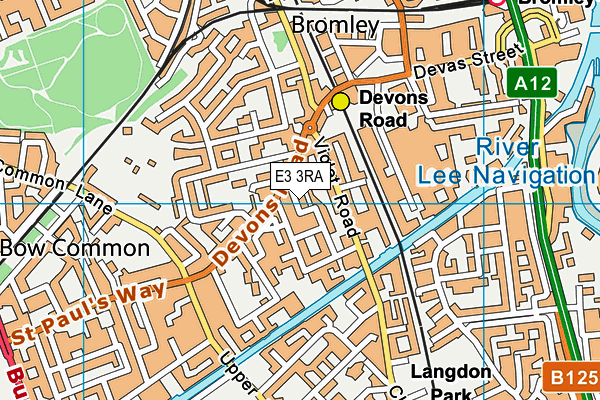 E3 3RA map - OS VectorMap District (Ordnance Survey)