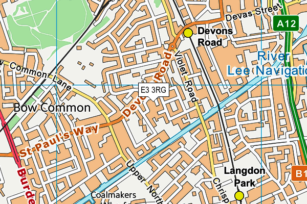 E3 3RG map - OS VectorMap District (Ordnance Survey)