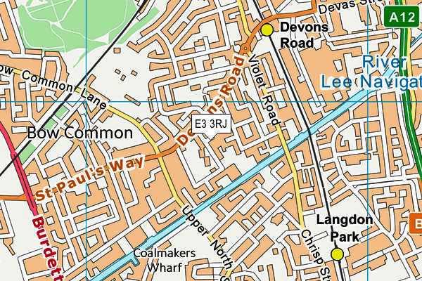 E3 3RJ map - OS VectorMap District (Ordnance Survey)