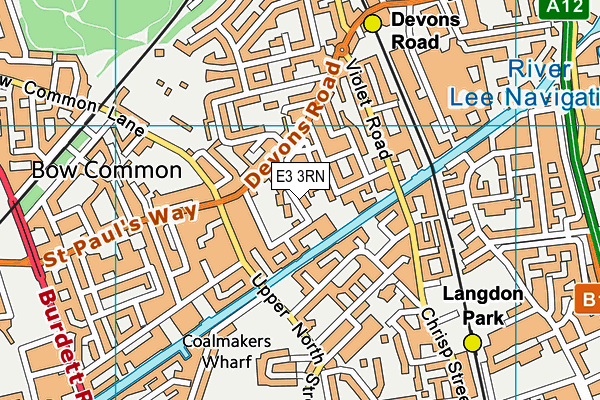 E3 3RN map - OS VectorMap District (Ordnance Survey)