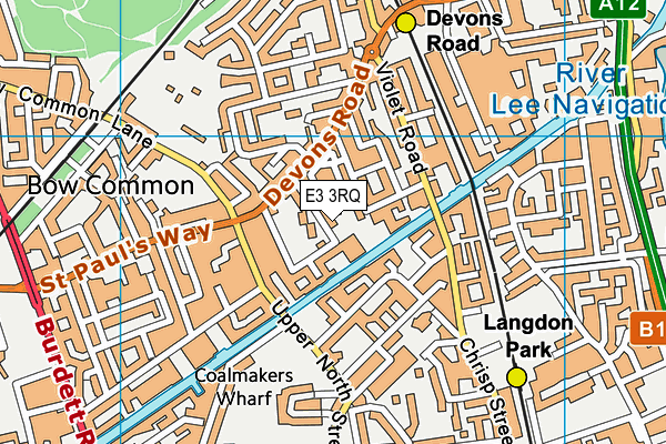 E3 3RQ map - OS VectorMap District (Ordnance Survey)
