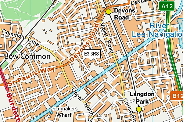 E3 3RS map - OS VectorMap District (Ordnance Survey)