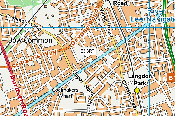 E3 3RT map - OS VectorMap District (Ordnance Survey)