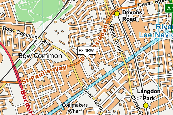 E3 3RW map - OS VectorMap District (Ordnance Survey)