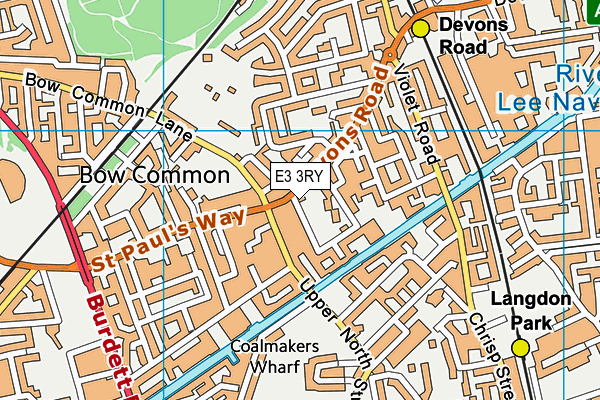 E3 3RY map - OS VectorMap District (Ordnance Survey)
