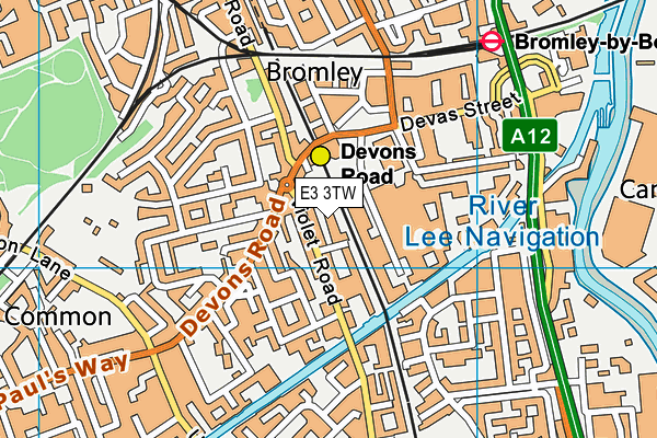 E3 3TW map - OS VectorMap District (Ordnance Survey)