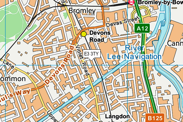 E3 3TY map - OS VectorMap District (Ordnance Survey)