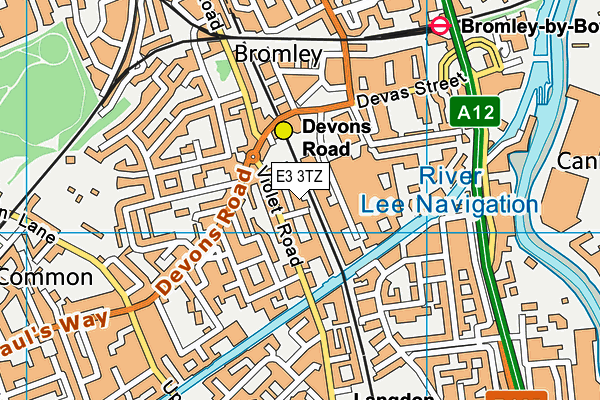 E3 3TZ map - OS VectorMap District (Ordnance Survey)