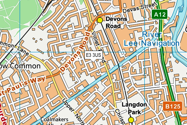 E3 3US map - OS VectorMap District (Ordnance Survey)