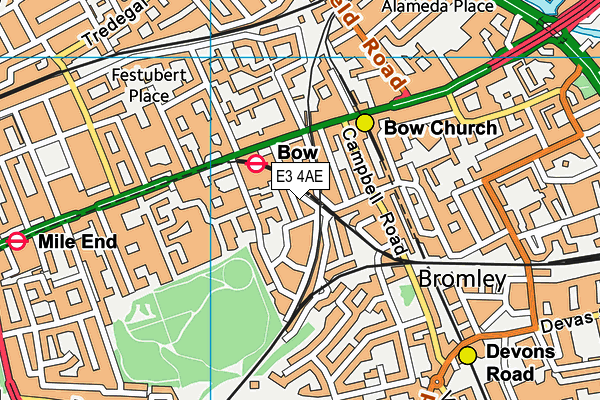 E3 4AE map - OS VectorMap District (Ordnance Survey)