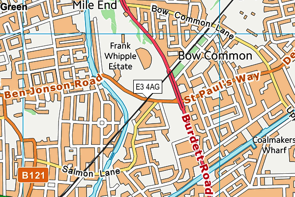 E3 4AG map - OS VectorMap District (Ordnance Survey)