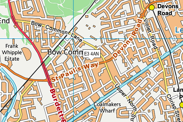 E3 4AN map - OS VectorMap District (Ordnance Survey)