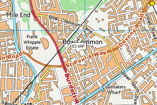 E3 4AP map - OS VectorMap District (Ordnance Survey)