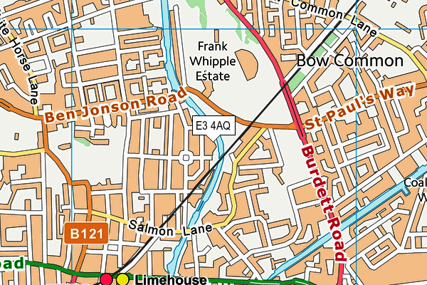 E3 4AQ map - OS VectorMap District (Ordnance Survey)