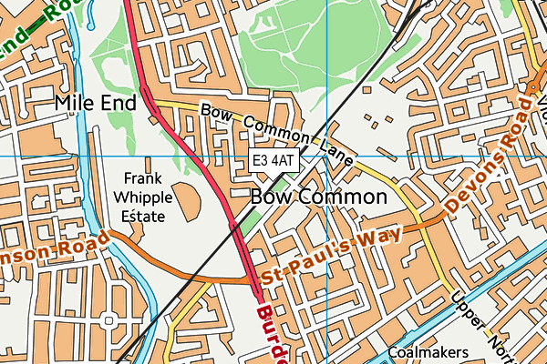 E3 4AT map - OS VectorMap District (Ordnance Survey)