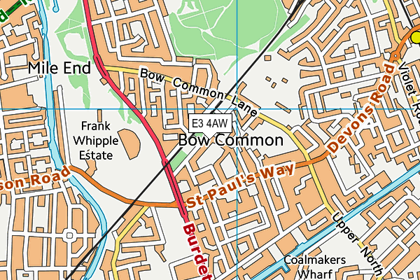 E3 4AW map - OS VectorMap District (Ordnance Survey)