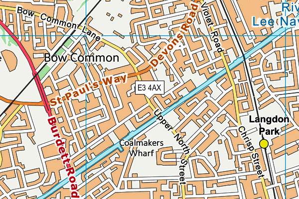 E3 4AX map - OS VectorMap District (Ordnance Survey)