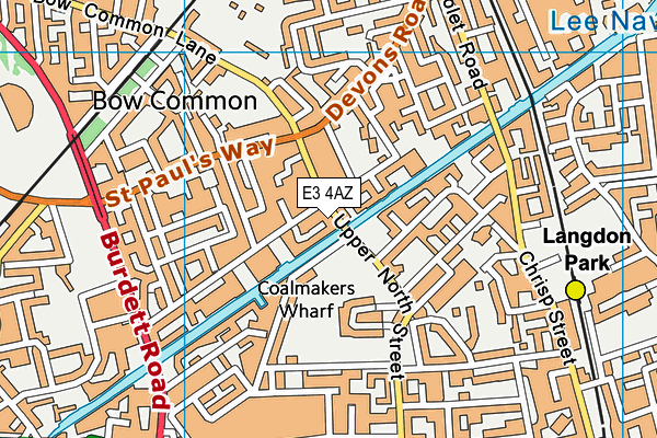 E3 4AZ map - OS VectorMap District (Ordnance Survey)