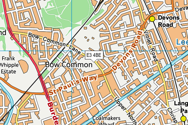 E3 4BE map - OS VectorMap District (Ordnance Survey)