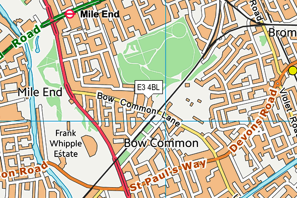 E3 4BL map - OS VectorMap District (Ordnance Survey)