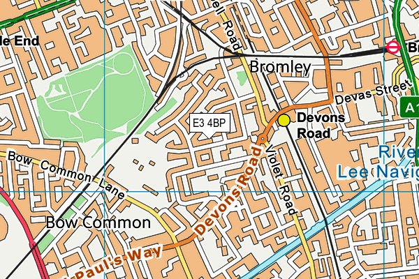 E3 4BP map - OS VectorMap District (Ordnance Survey)