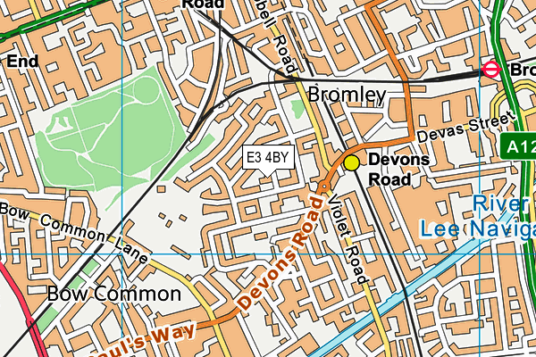 E3 4BY map - OS VectorMap District (Ordnance Survey)