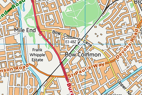 E3 4BZ map - OS VectorMap District (Ordnance Survey)