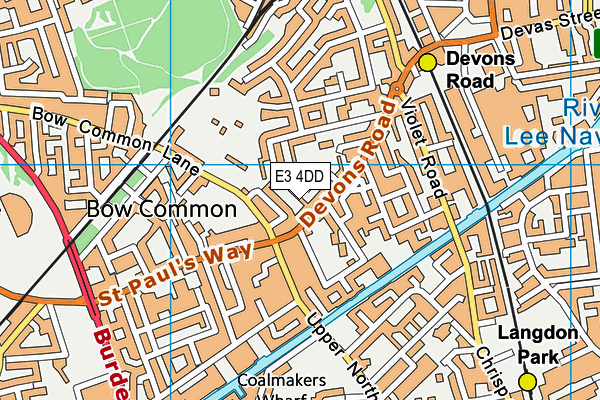 E3 4DD map - OS VectorMap District (Ordnance Survey)