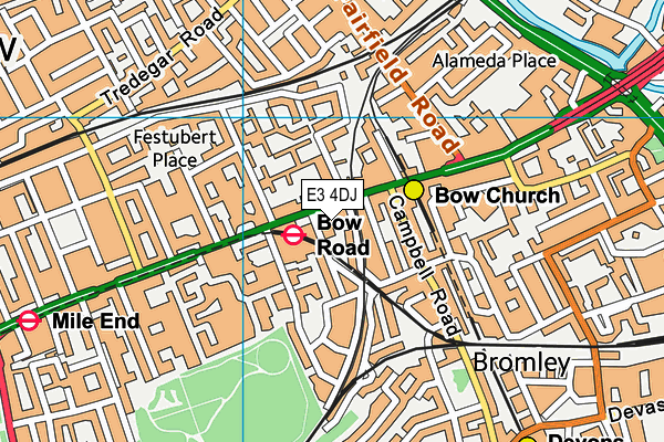 E3 4DJ map - OS VectorMap District (Ordnance Survey)