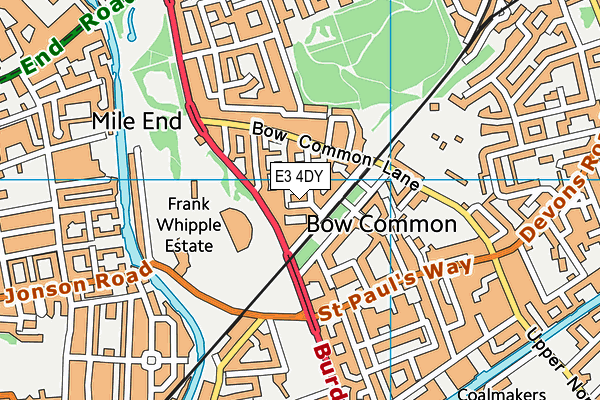 E3 4DY map - OS VectorMap District (Ordnance Survey)