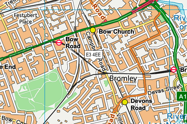 E3 4EE map - OS VectorMap District (Ordnance Survey)