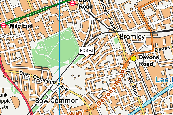 E3 4EJ map - OS VectorMap District (Ordnance Survey)