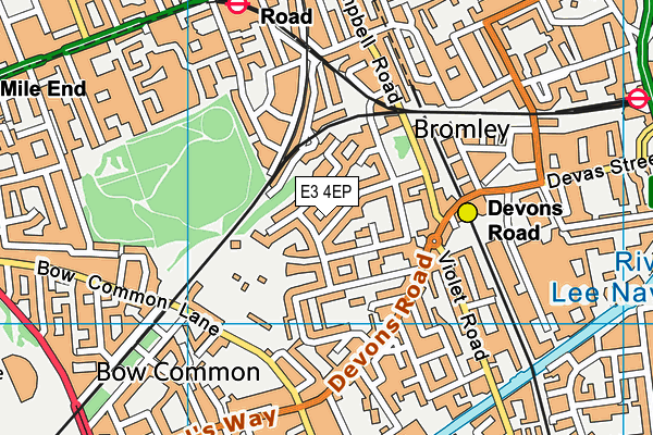 E3 4EP map - OS VectorMap District (Ordnance Survey)