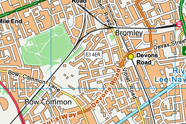E3 4ER map - OS VectorMap District (Ordnance Survey)