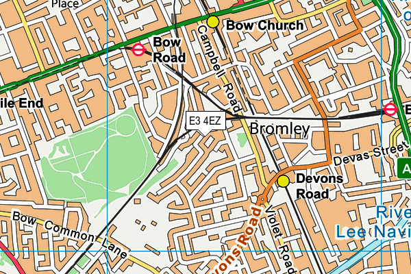 E3 4EZ map - OS VectorMap District (Ordnance Survey)