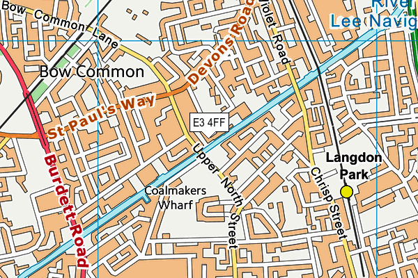 E3 4FF map - OS VectorMap District (Ordnance Survey)