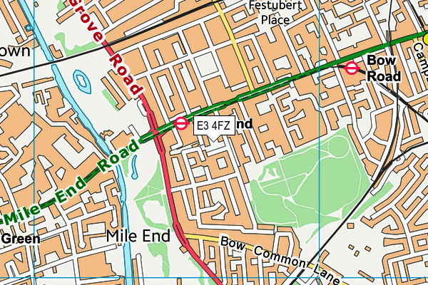 E3 4FZ map - OS VectorMap District (Ordnance Survey)